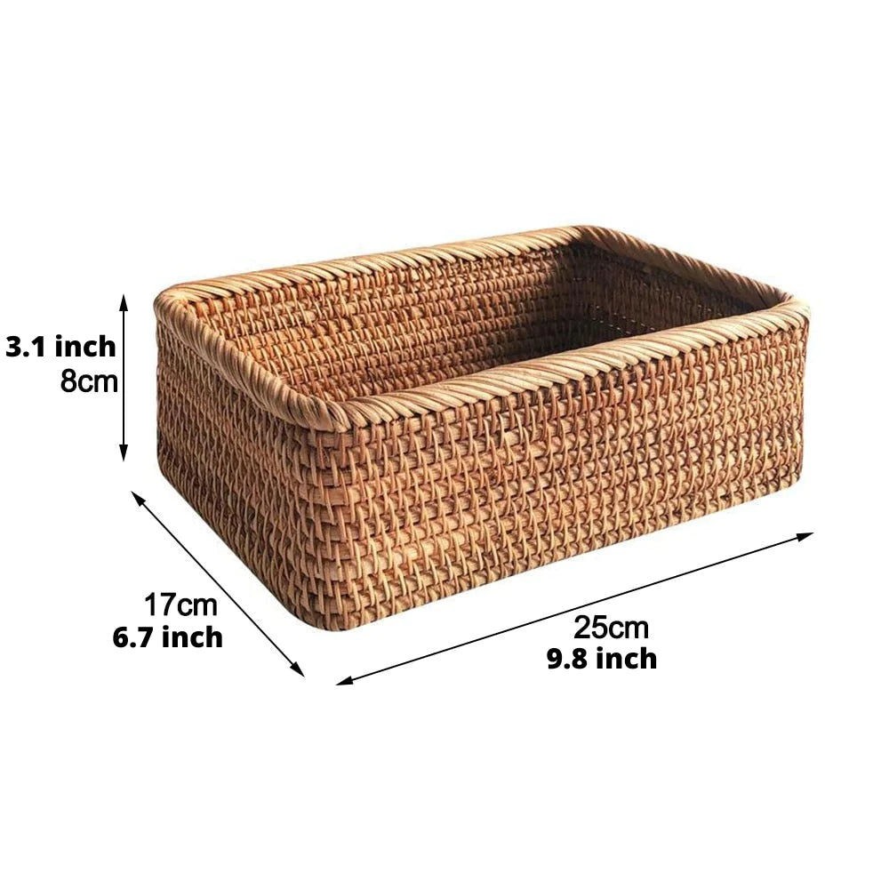 J.Y.R®Hand-Woven Rectangular Rattan Wicker Basket