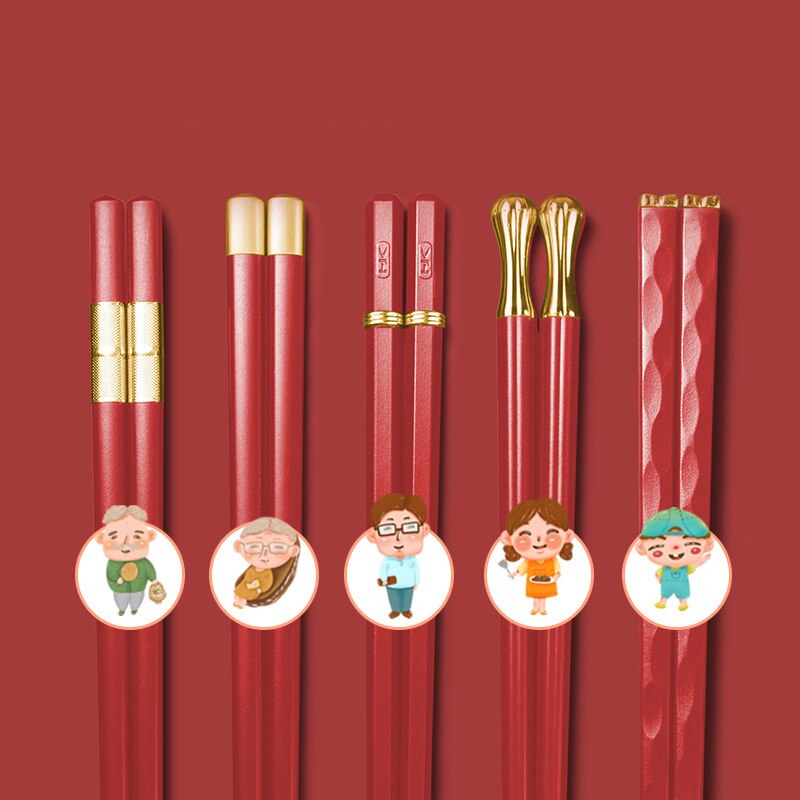 J.Y.R® Luxury Chopsticks 5 Pairs Red