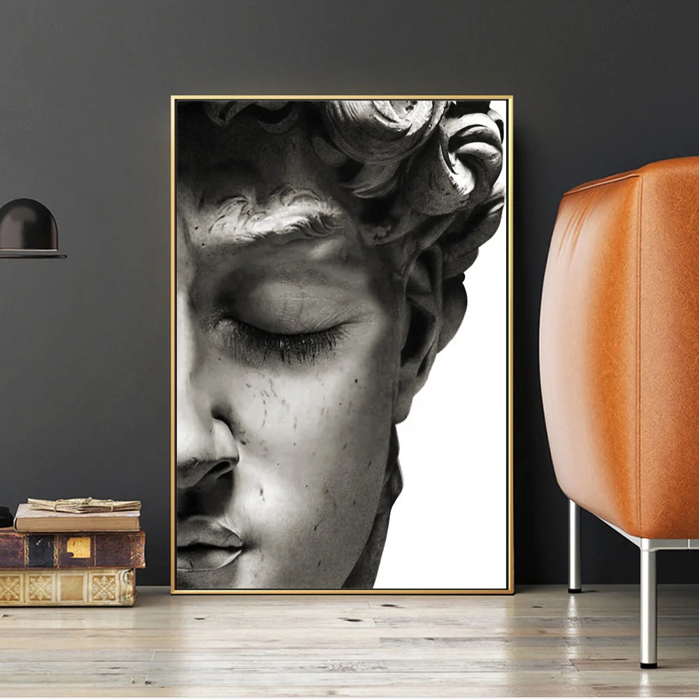 J.Y.R® Black and White David Sculpture Canvas Paintings