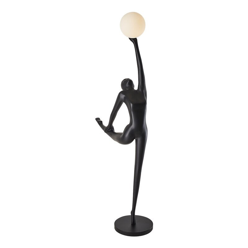 J.Y.R® Graceful Dancer Floor Lamp - Elegant floor lamp with an abstract sculpture of a dancing girl, positioned in a luxurious living room.