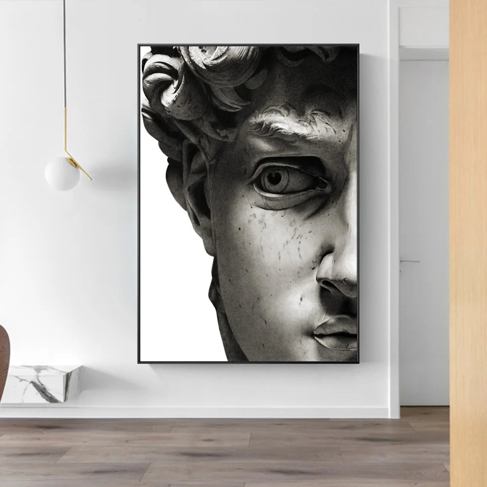 J.Y.R® Black and White David Sculpture Canvas Paintings