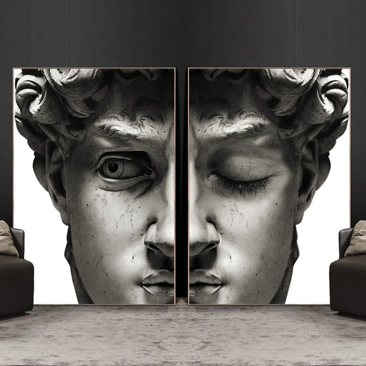 J.Y.R® Black and White David Sculpture Canvas Paintings