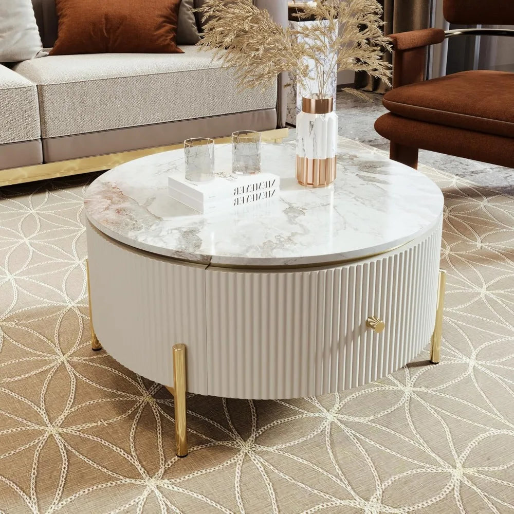 J.Y.R® Round Coffee Table – A minimalist coffee table offering storage and a modern touch to any living room.