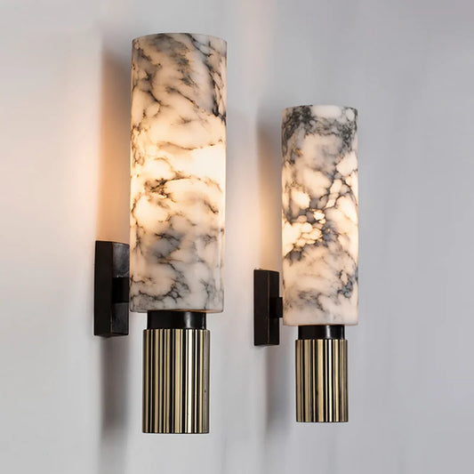 Close-up of J.Y.R® Marble LED Wall Lamp - Luxurious minimalist design for bedrooms or offices.