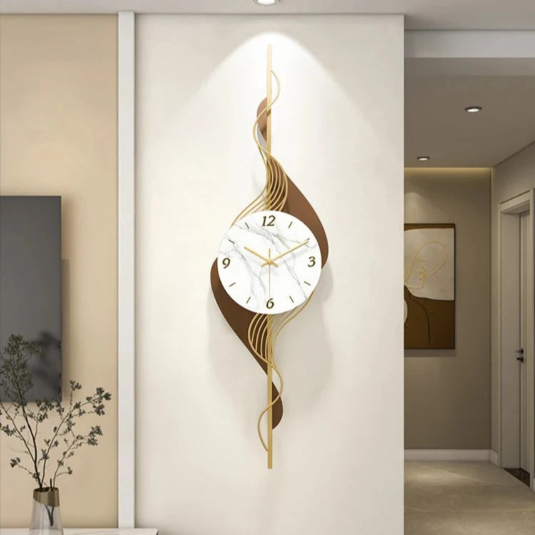 J.Y.R® Zenith Minimalist Wall Clock – Vertical metal design for modern living room decor.