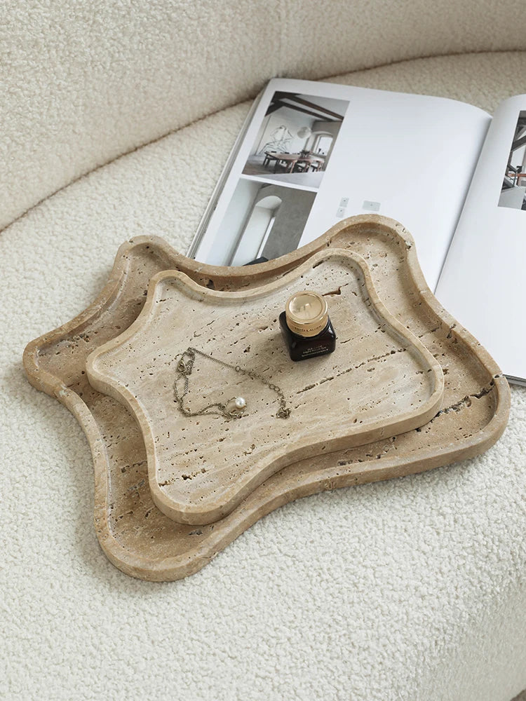 J.Y.R® Vintage Travertine Stone Tray