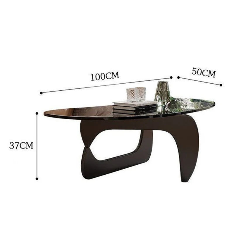 J.Y.R® Minimalist Tempered Glass Oval Tea Table