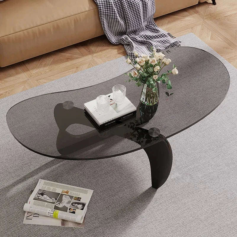 J.Y.R® Minimalist Tempered Glass Oval Tea Table