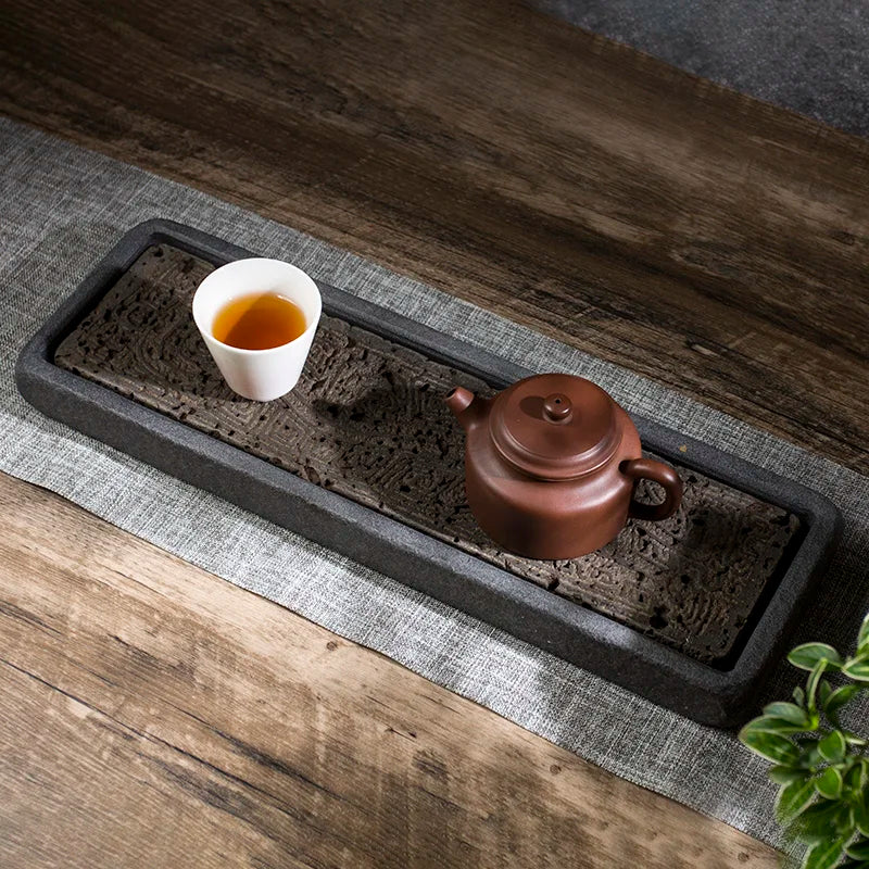 J.Y.R® Natural Stone Tea Tray with Dragon Pattern