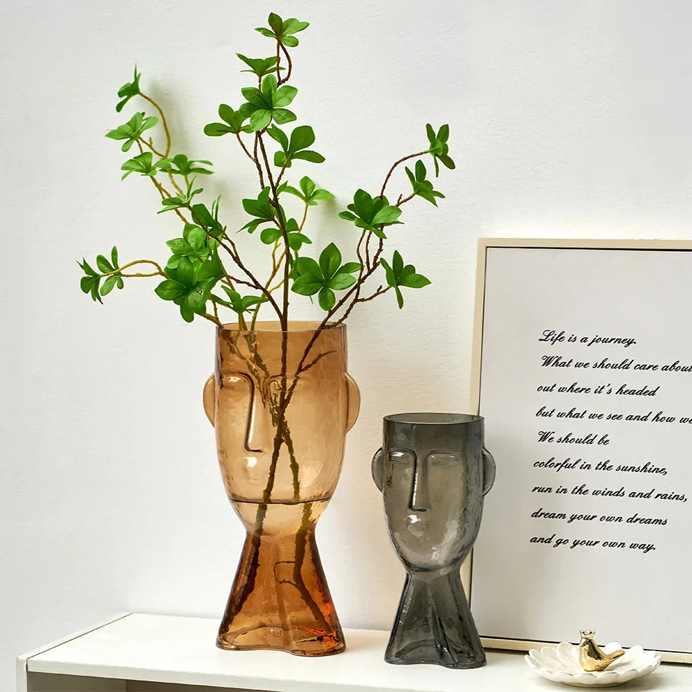 J.Y.R® Artistic Face Glass Vase