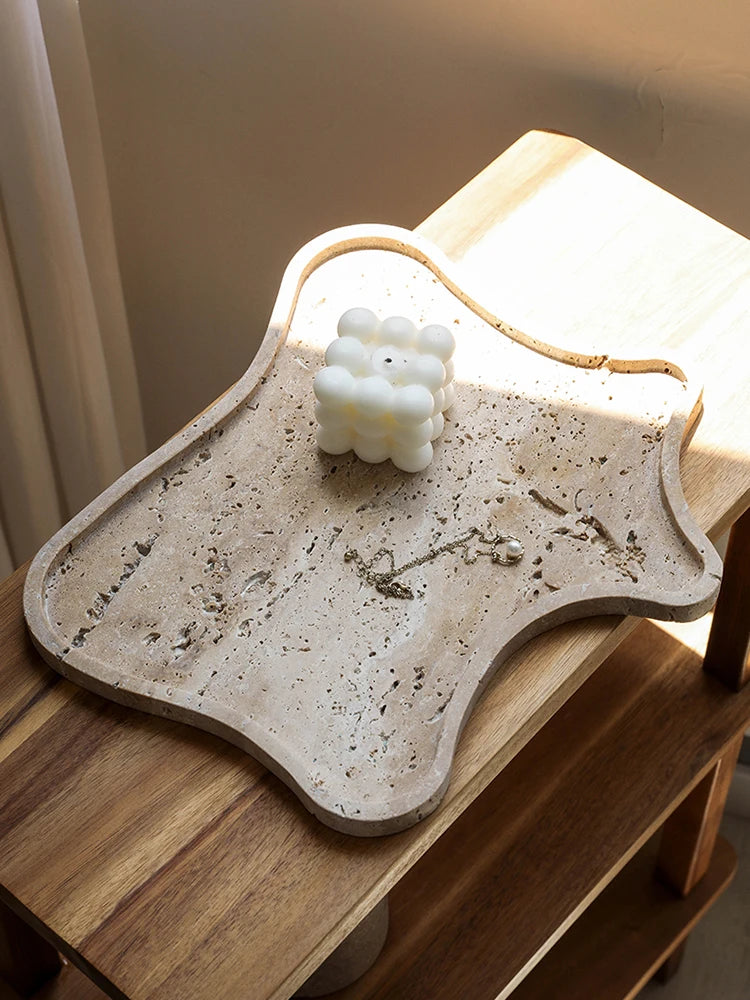 J.Y.R® Vintage Travertine Stone Tray