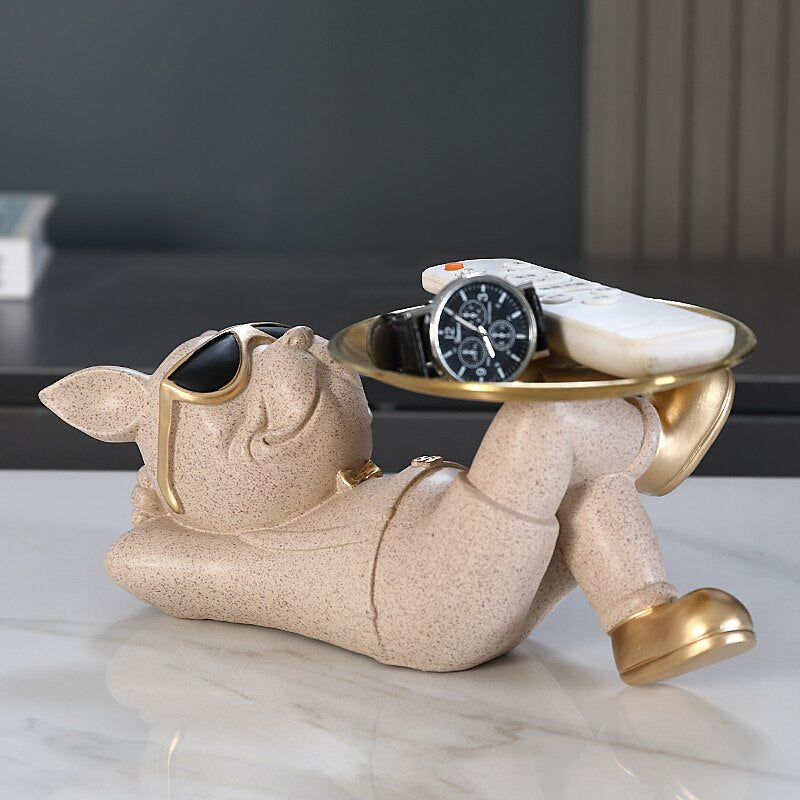 J.Y.R® Zen Bulldog Sculpture And Tray