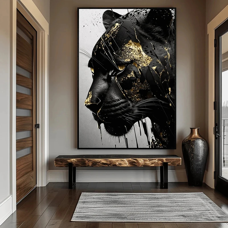 J.Y.R® Black Panther Gold Abstract Canvas Art