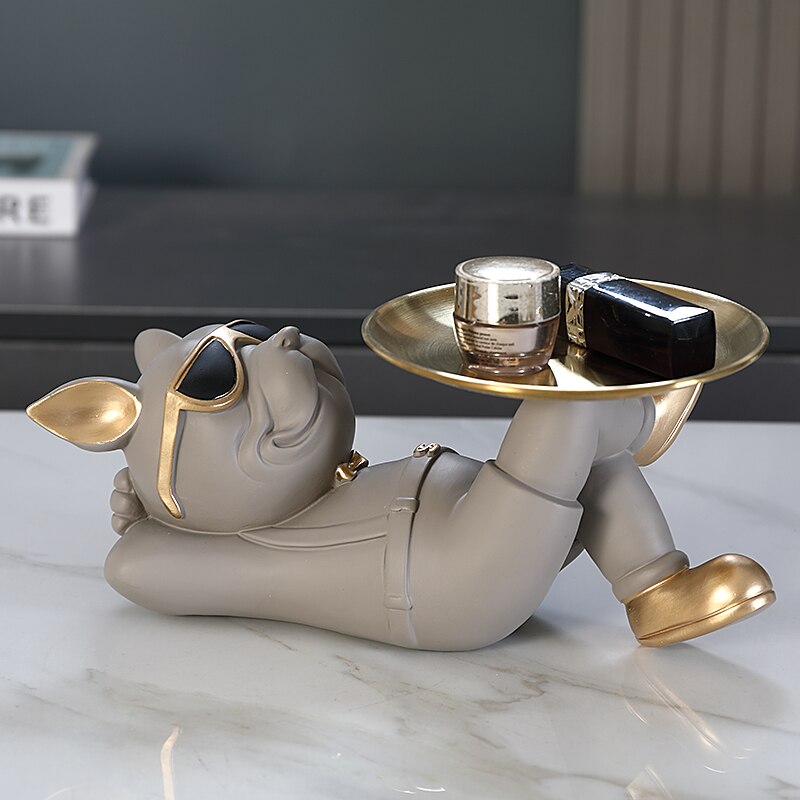 J.Y.R® Zen Bulldog Sculpture And Tray