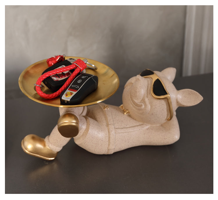 J.Y.R® Zen Bulldog Sculpture And Tray