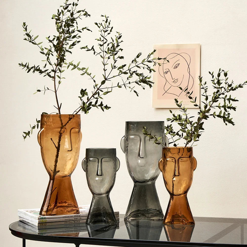 J.Y.R® Artistic Face Glass Vase