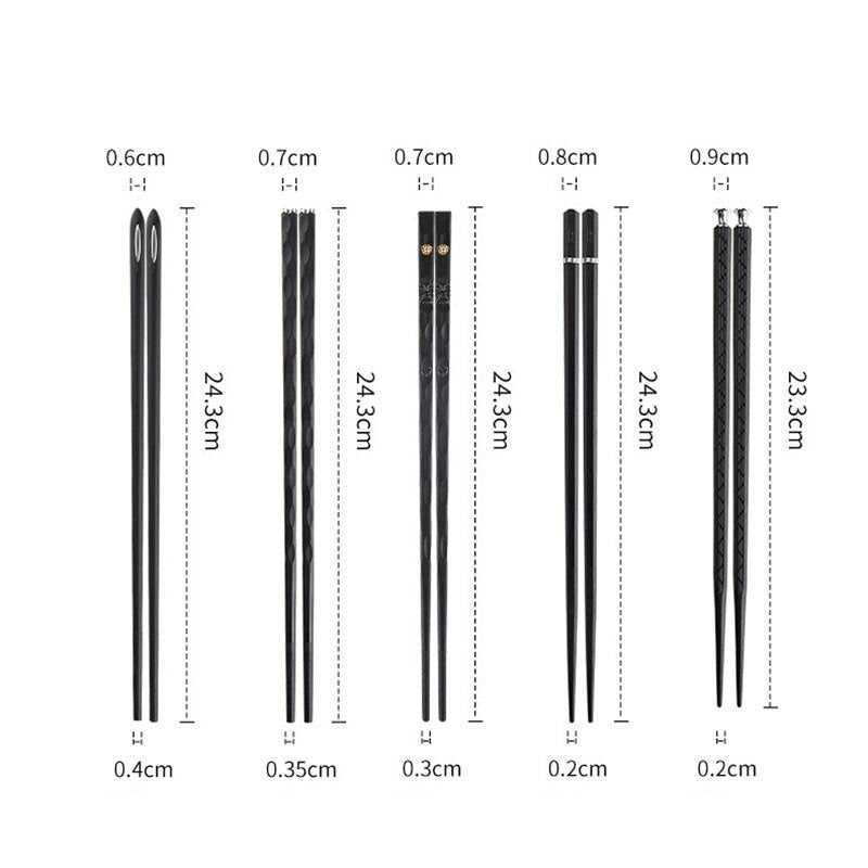 J.Y.R®Luxury Chopsticks 5 Pairs Black