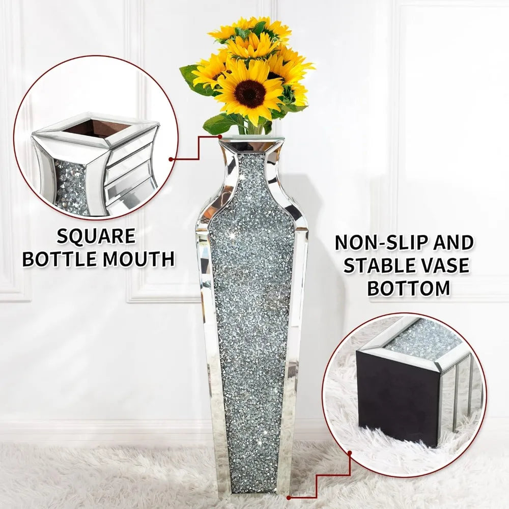 J.Y.R® Luxe Crushed Diamond Mirror Floor Vase