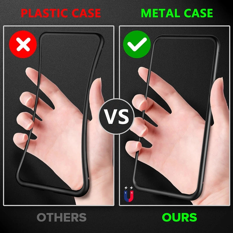 J.Y.R® PrivacyLux Magnetic Tempered Glass Metal Case for iPhone