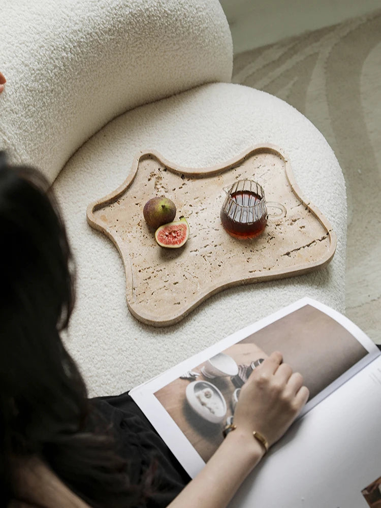 J.Y.R® Vintage Travertine Stone Tray