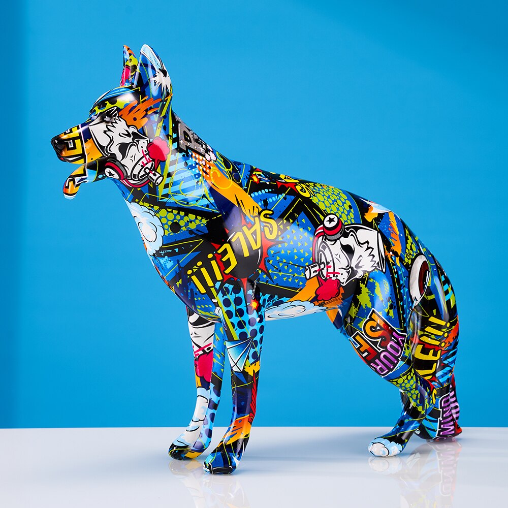 J.Y.R®German Shepherd Graffiti Painted Statue