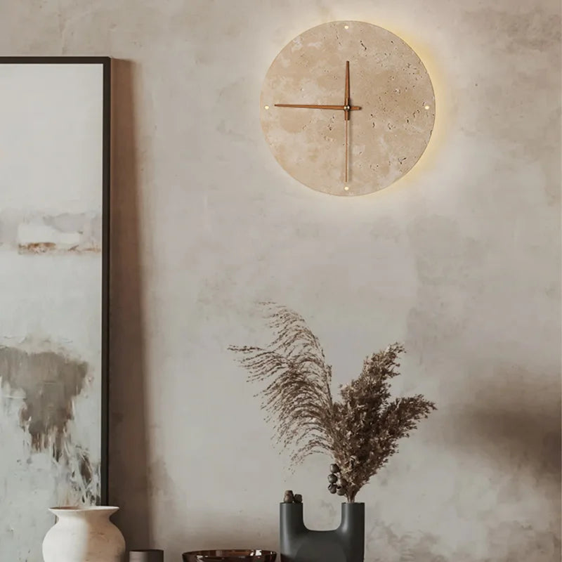 J.Y.R® Natural Stone Clock Wall Lamp