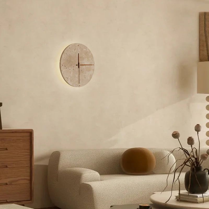 J.Y.R® Natural Stone Clock Wall Lamp