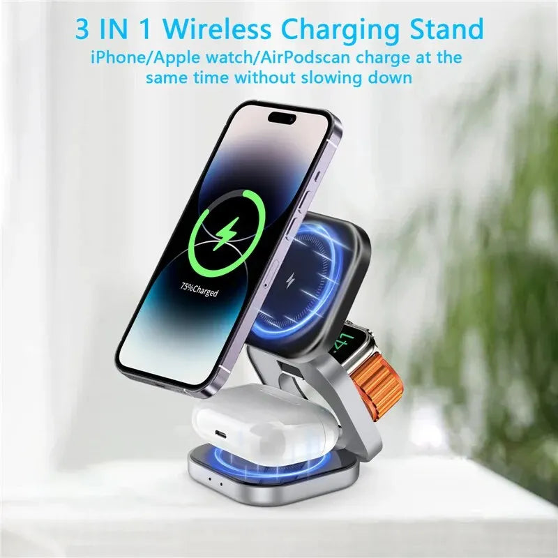 J.Y.R® TriFold Pro: 3-in-1 Magnetic Wireless Charging Stand