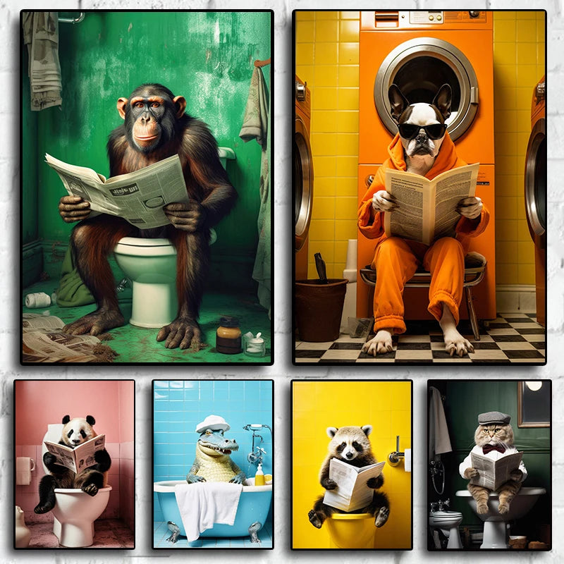 J.Y.R® Reading Animals Series Art Canvas Print