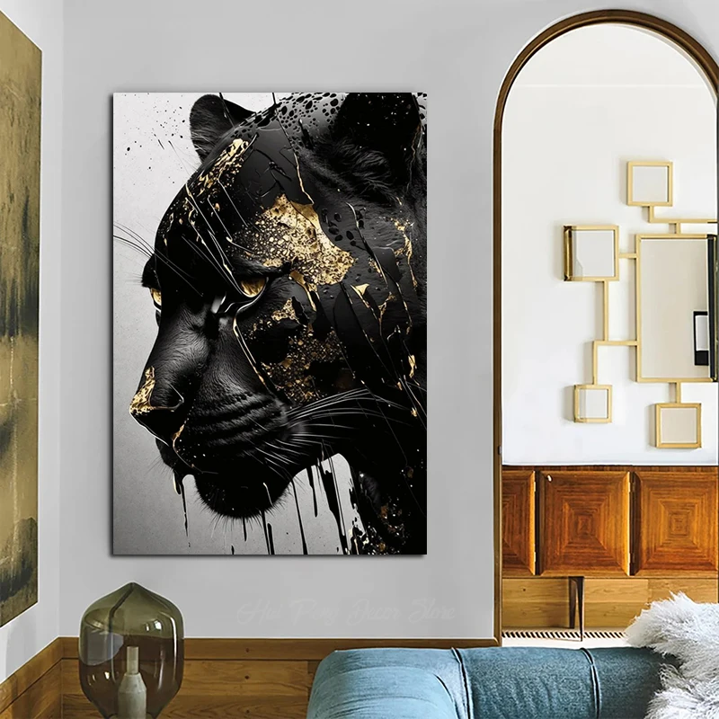 J.Y.R® Black Panther Gold Abstract Canvas Art