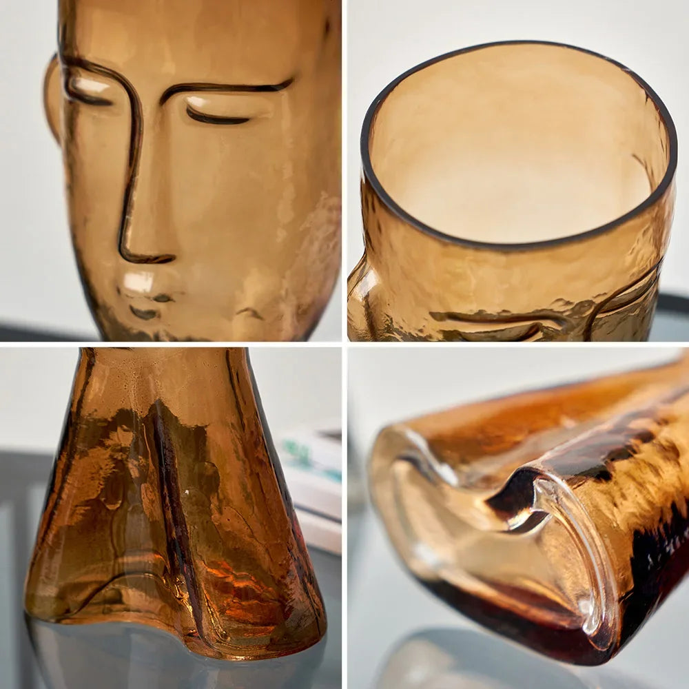 J.Y.R® Artistic Face Glass Vase