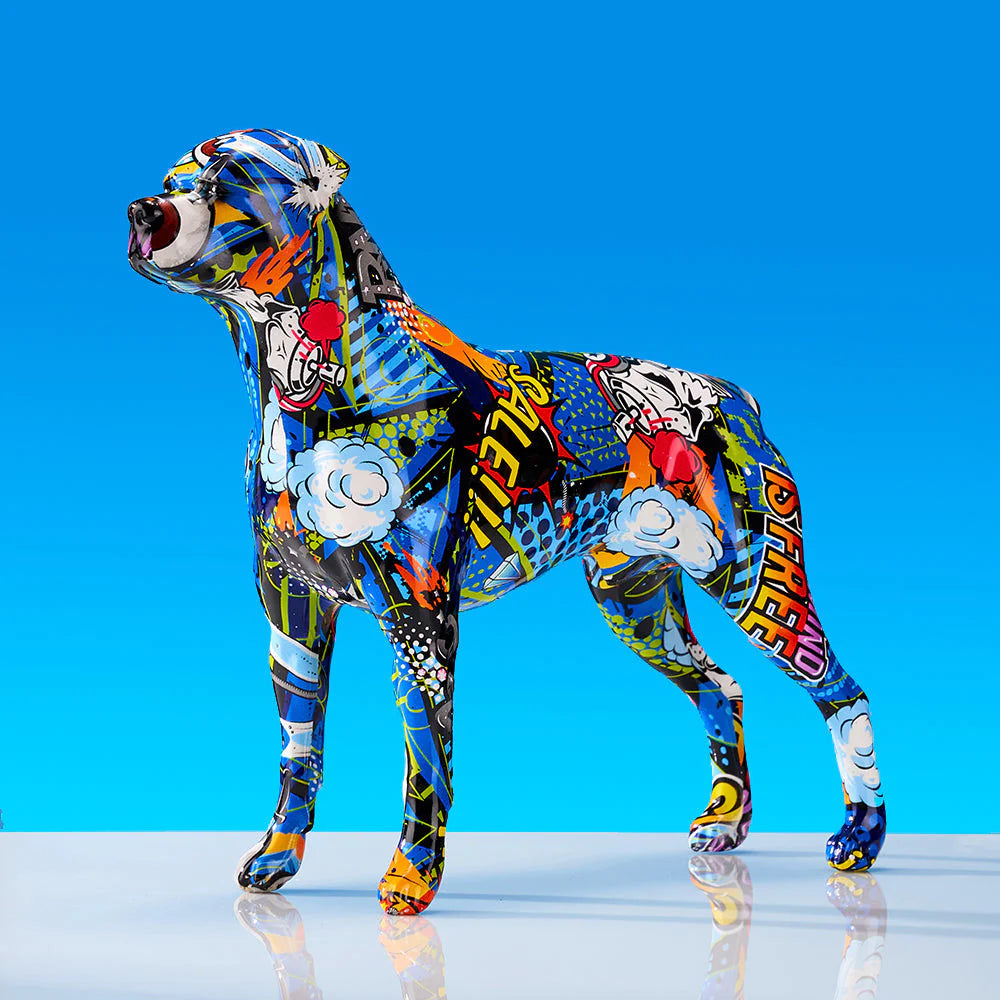 J.Y.R®Rottweiler Graffiti Painted Statue