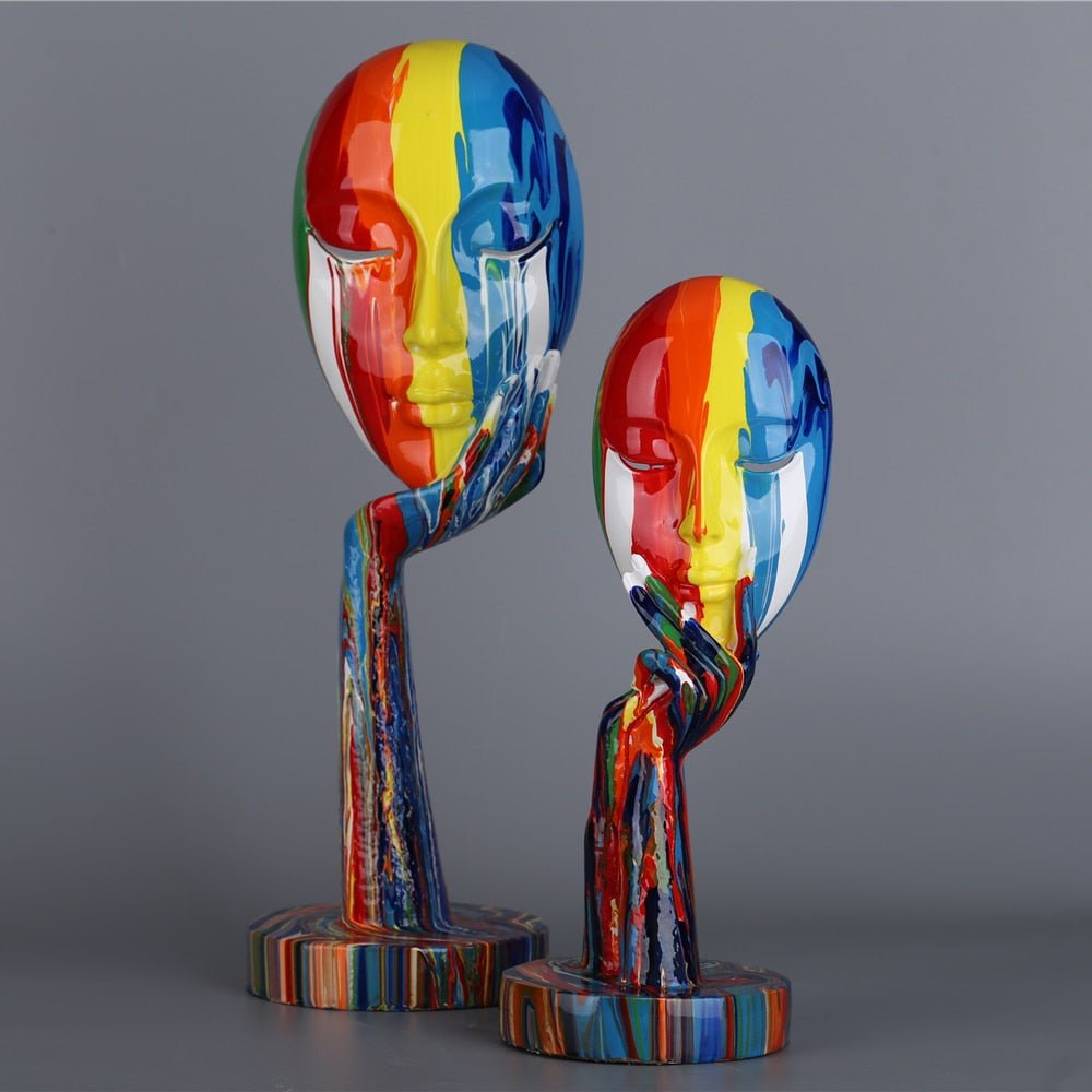 J.Y.R® Abstract Painted Face Sculptures - JYR Gallery