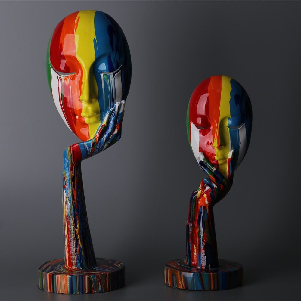 J.Y.R® Abstract Painted Face Sculptures - JYR Gallery