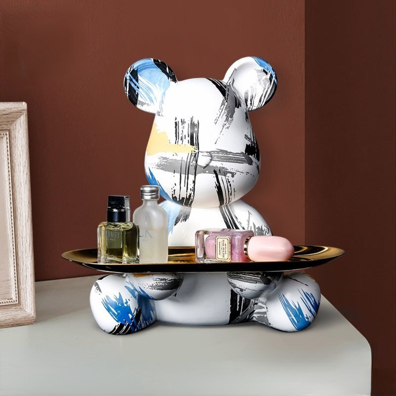 J.Y.R® Bear Graffiti Painted Sculpture Table Tray - JYR Gallery