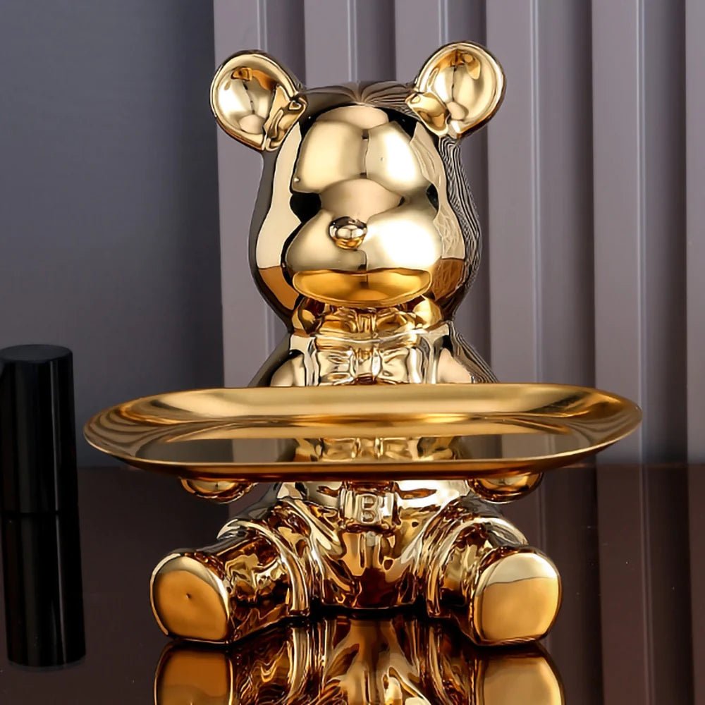 J.Y.R® Ceramic Bear Sculpture Tray And Piggy Bank - JYR Gallery