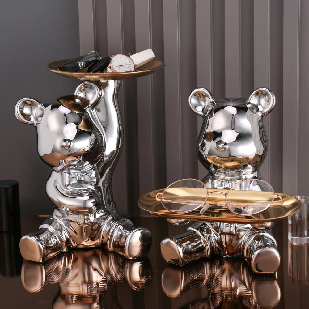 J.Y.R® Ceramic Bear Sculpture Tray And Piggy Bank - JYR Gallery