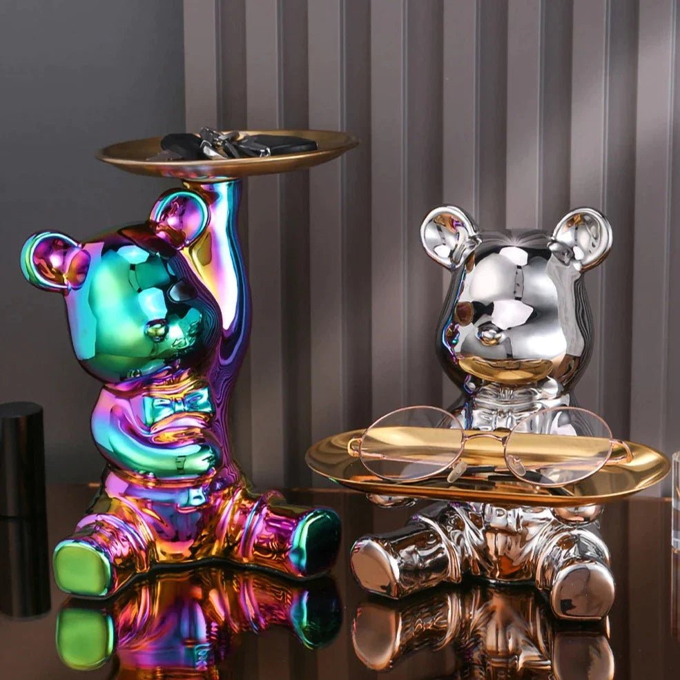 J.Y.R® Ceramic Bear Sculpture Tray And Piggy Bank - JYR Gallery