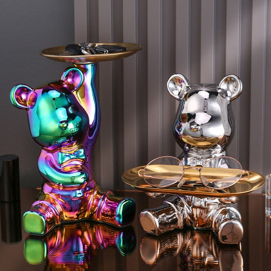 J.Y.R® Ceramic Bear Sculpture Tray And Piggy Bank - JYR Gallery