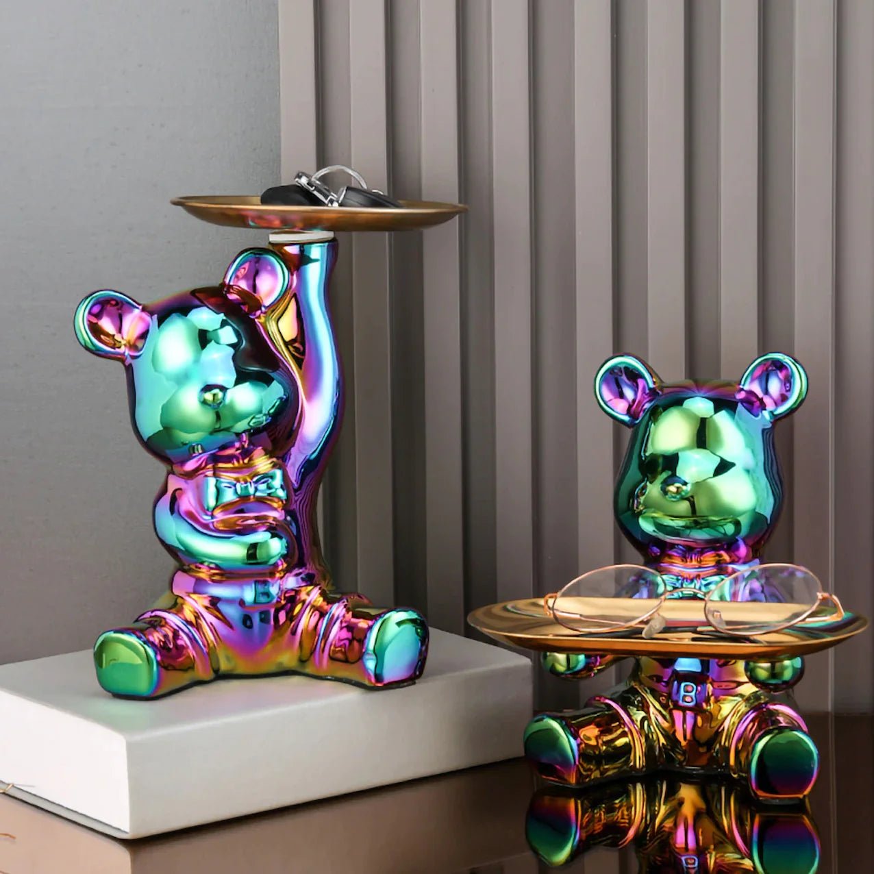 J.Y.R® Ceramic Bear Sculpture Tray And Piggy Bank - JYR Gallery